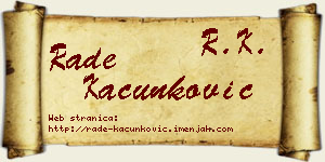 Rade Kačunković vizit kartica